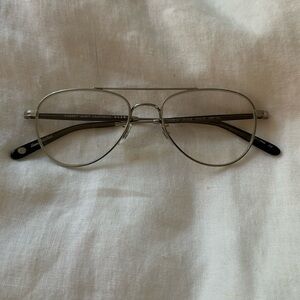 Garrett Leight Silver Aviator Style Glasses | Linnie in Silver